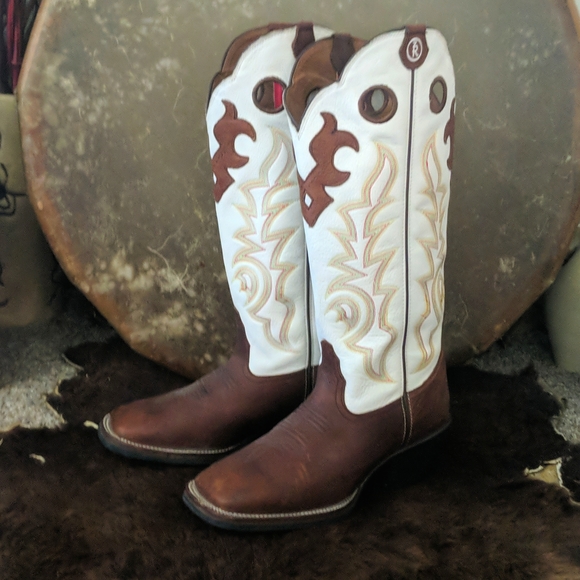 Tony Lama Shoes - TONY LAMA 3R  Buckaroo cowgirl western boots style #RR2007L brown & white sz 10B